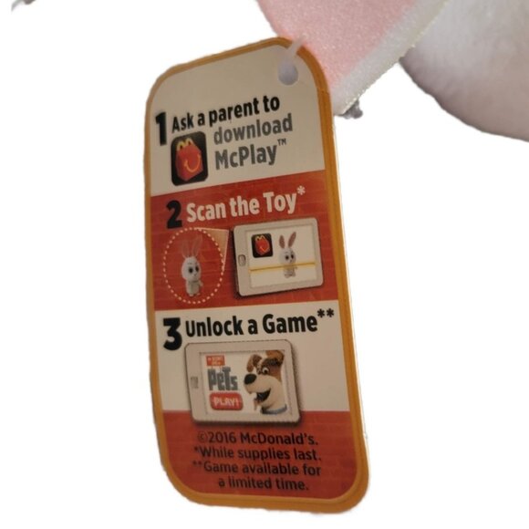 The Secret Life of Pets Snowball Rabbit Plush Bunny Stuffed Animal McDonalds - Picture 4 of 6